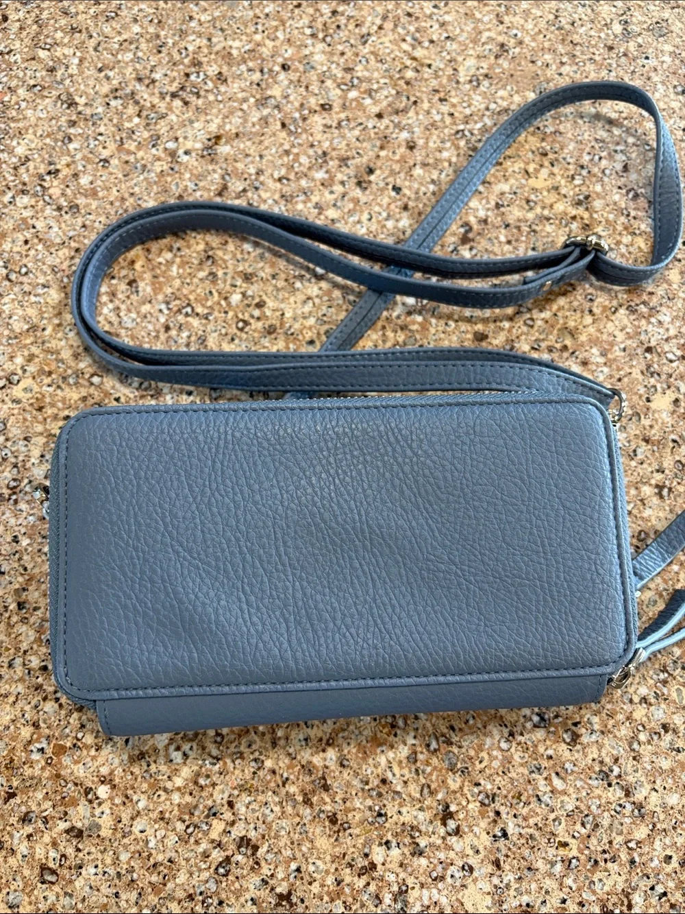 Lanyani Blue Leather Crossbody Wallet - RFID